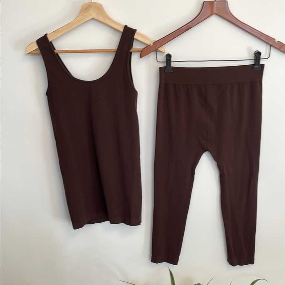 Brown Women's Tank and Leggings Set